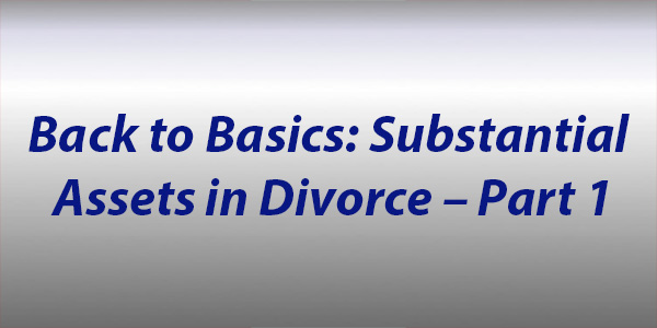 Back to Basics: Substantial Assets in Divorce – Part 1